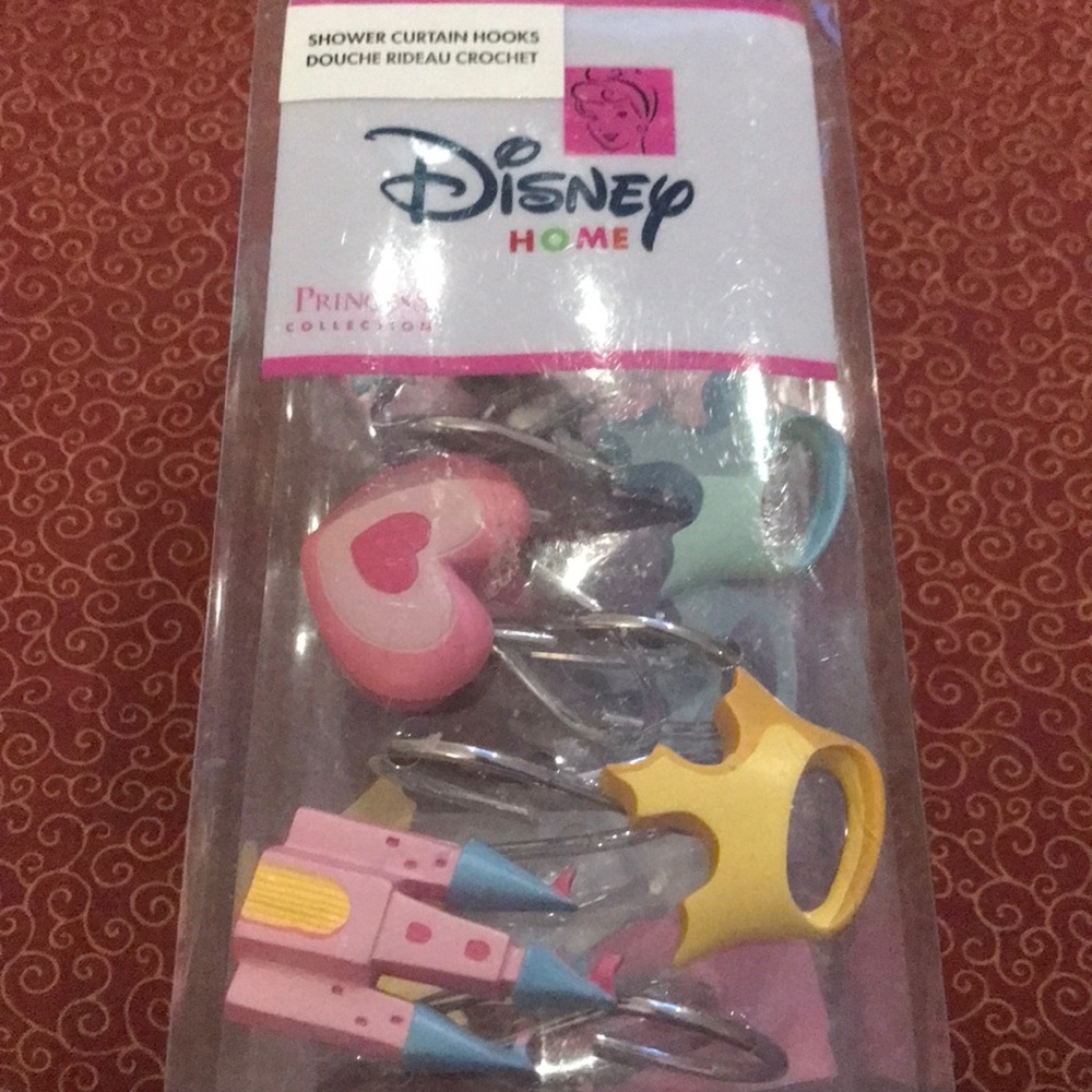 Princess shower curtain hooks.